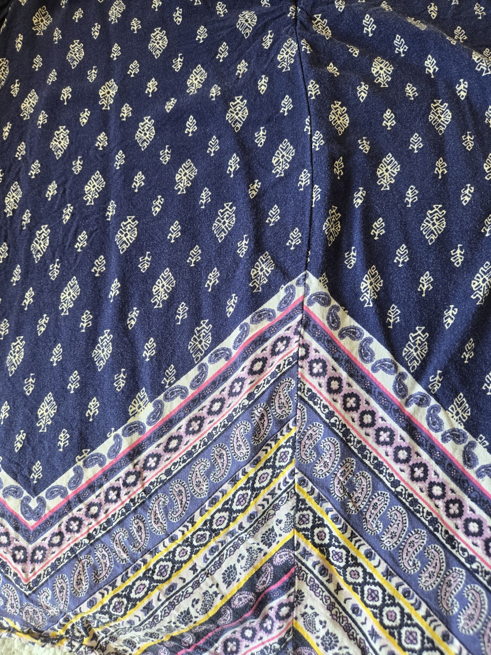 Navy Bohemian Printed Halter Camisole with Multicolor Hem - Picture 3 of 4